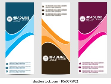 Roll up banner stand template design vector