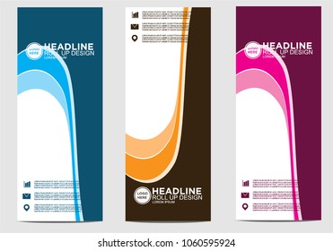 Roll up banner stand template design vector