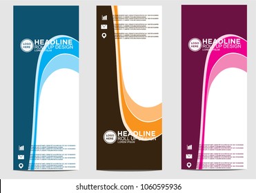 Roll up banner stand template design vector