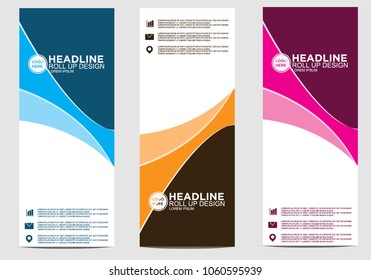 Roll up banner stand template design vector