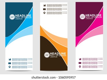 Roll up banner stand template design vector
