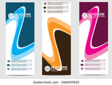 Roll up banner stand template design vector