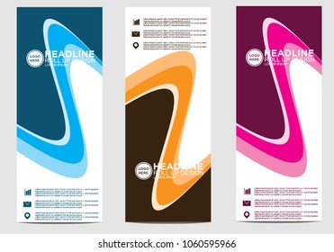 Roll up banner stand template design vector