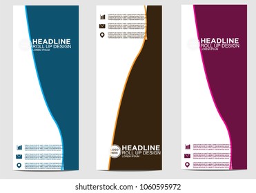 Roll up banner stand template design vector