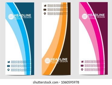 Roll up banner stand template design vector