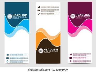 Roll up banner stand template design vector