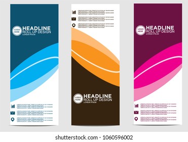 Roll up banner stand template design vector