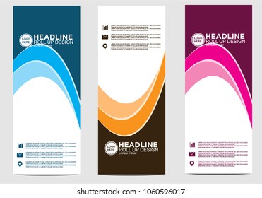 Roll up banner stand template design vector