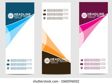 Roll up banner stand template design vector