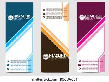 Roll up banner stand template design vector