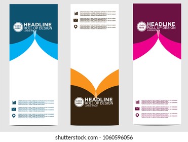 Roll up banner stand template design vector