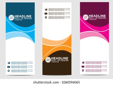 Roll up banner stand template design vector