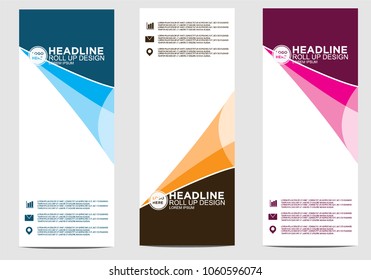 Roll up banner stand template design vector