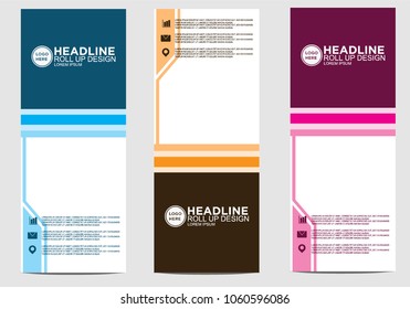 Roll up banner stand template design vector