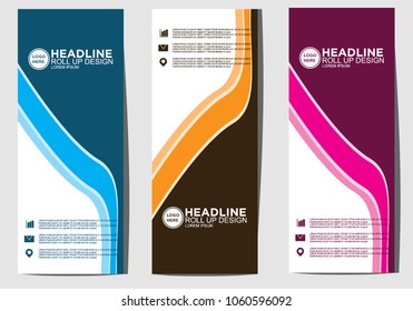 Roll up banner stand template design vector