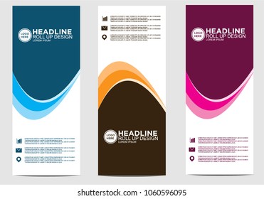 Roll up banner stand template design vector