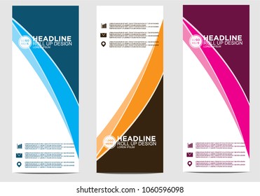 Roll up banner stand template design vector