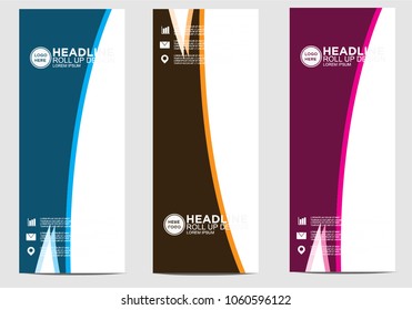 Roll up banner stand template design vector