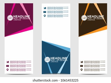 Roll up banner stand template design vector