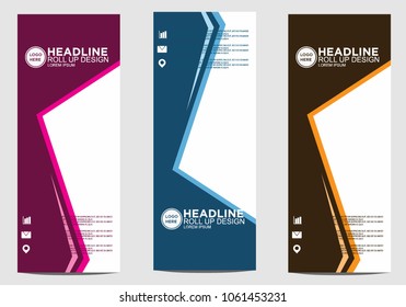 Roll up banner stand template design vector