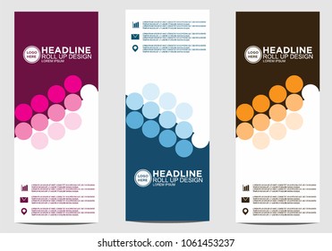 Roll up banner stand template design vector