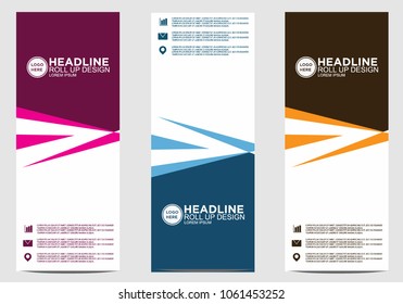 Roll up banner stand template design vector