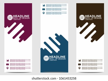 Roll up banner stand template design vector