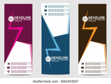 Roll up banner stand template design vector