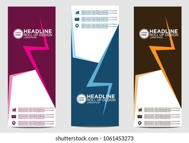 Roll up banner stand template design vector