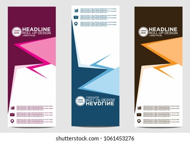 Roll up banner stand template design vector