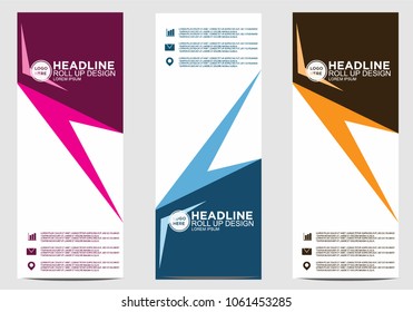 Roll up banner stand template design vector