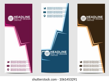 Roll up banner stand template design vector