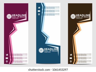 Roll up banner stand template design vector