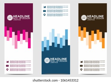 Roll up banner stand template design vector