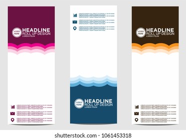 Roll up banner stand template design vector