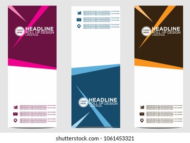 Roll up banner stand template design vector