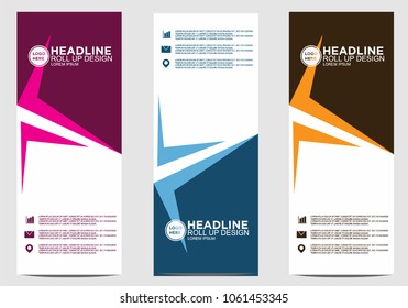 Roll up banner stand template design vector