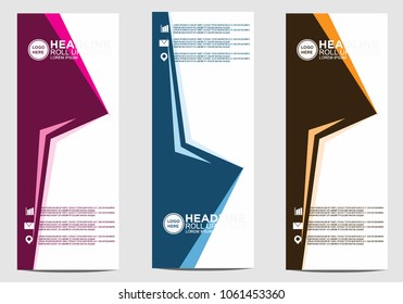 Roll up banner stand template design vector