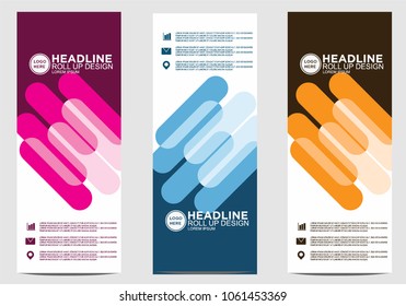 Roll up banner stand template design vector