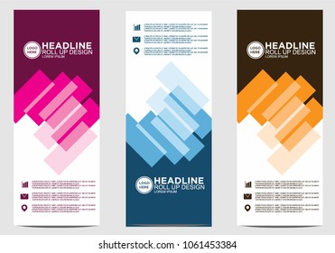 Roll up banner stand template design vector