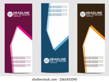 Roll up banner stand template design vector