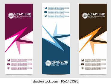Roll up banner stand template design vector