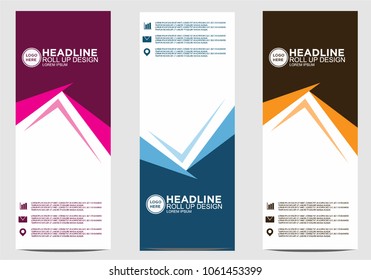 Roll up banner stand template design vector