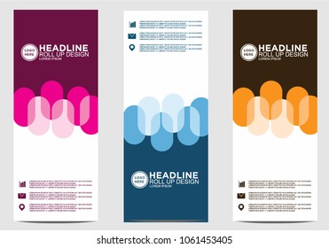 Roll up banner stand template design vector