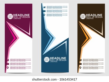 Roll up banner stand template design vector