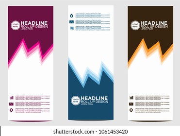 Roll up banner stand template design vector