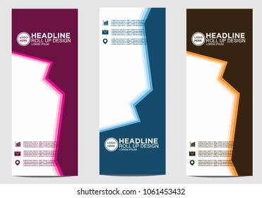 Roll up banner stand template design vector