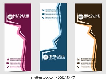 Roll up banner stand template design vector
