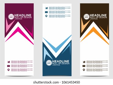 Roll up banner stand template design vector