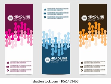 Roll up banner stand template design vector
